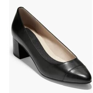 COLE HAAN Grand Womens Size 9 The Go To Pointed Toe Pump Block Heel Black W16074